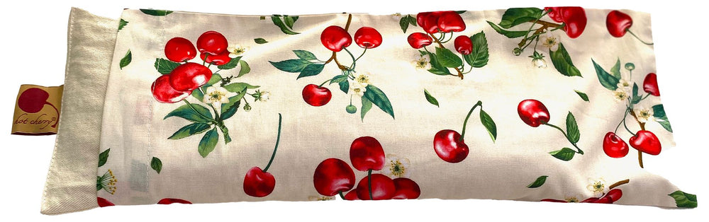 Hot Cherry Rectangular/Cervical Neck Pillow in Unbleached, Pre-washed, Natura Denim with Cherry Print Pillowcase-9