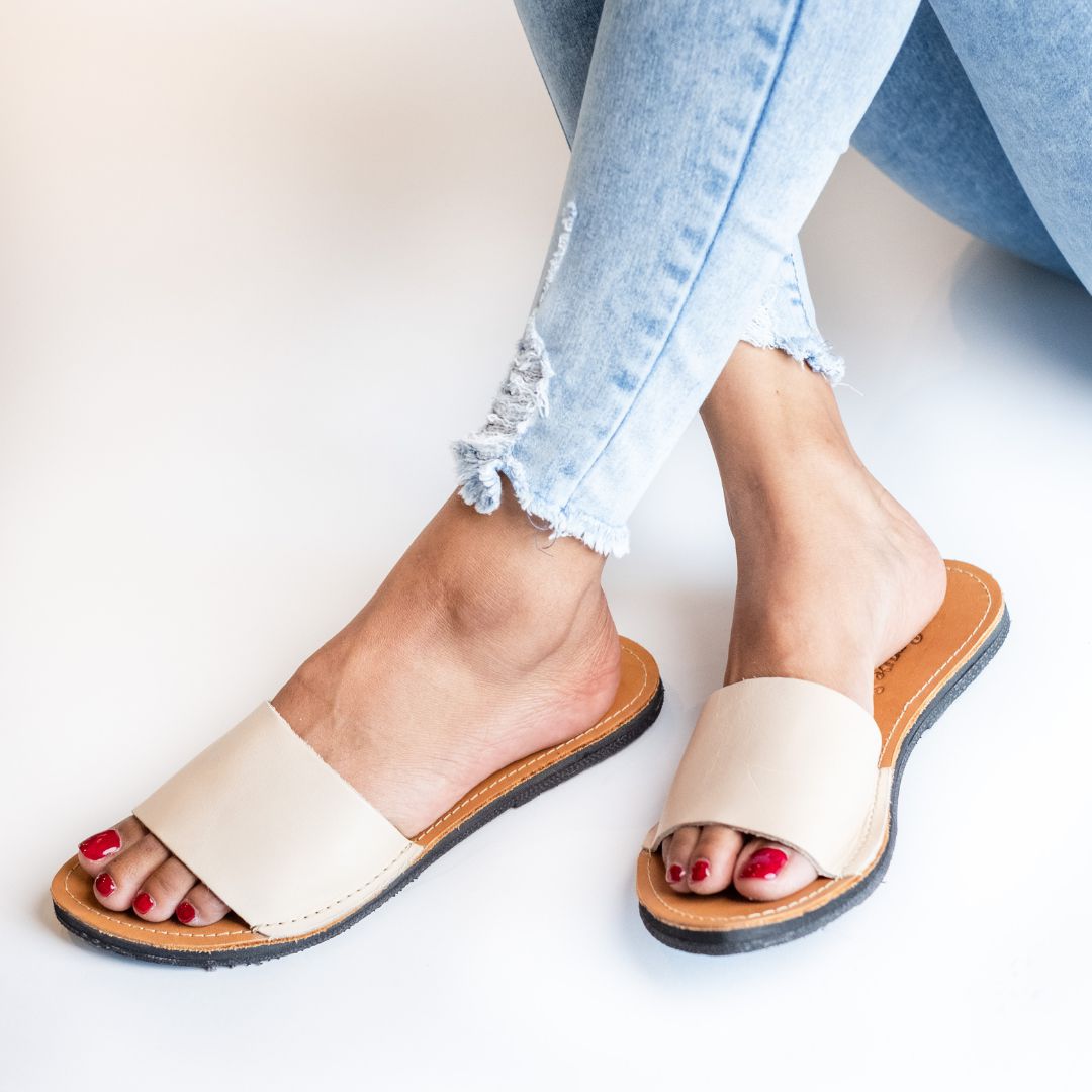 The LINDA Leather Slide Sandal-11