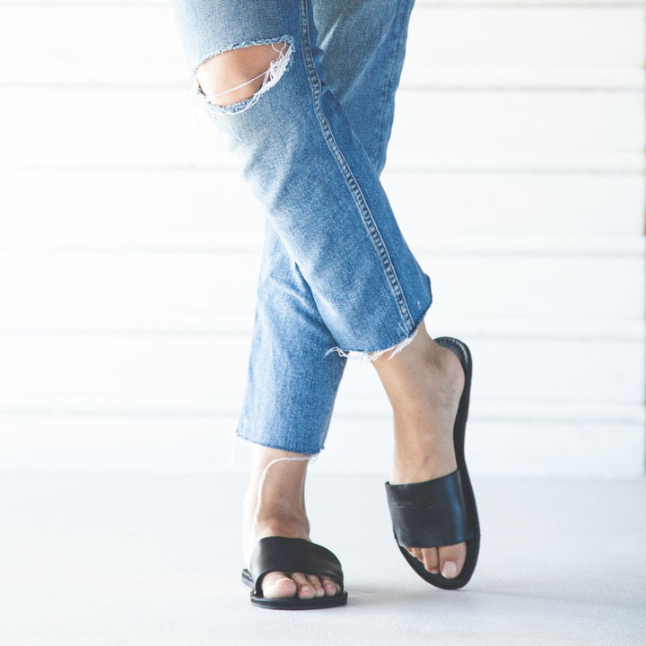 The LINDA Leather Slide Sandal-1