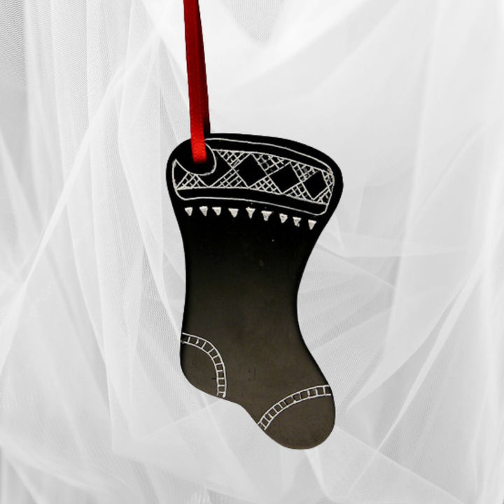 Coal Stocking Ornament from Colombia-0