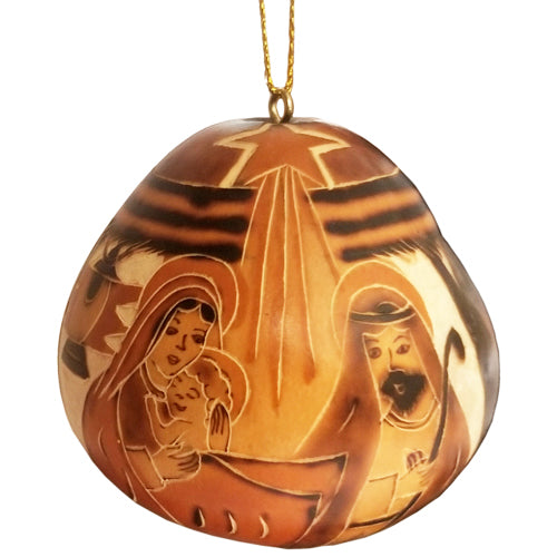 Hand-Carved Gourd Nativity Ornament from Peru-1