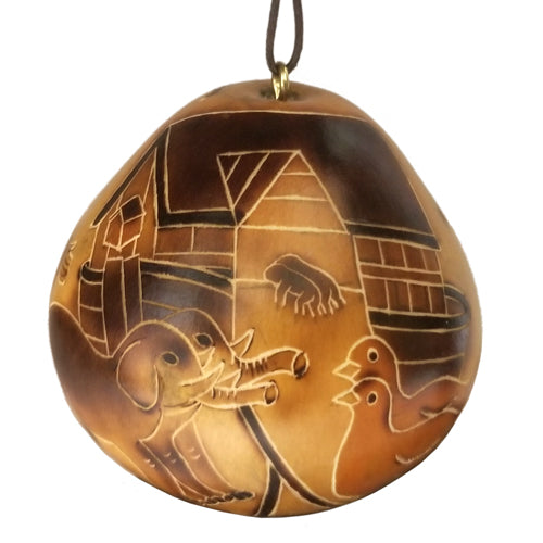 Hand-Carved Noah's Ark Gourd Ornament-1