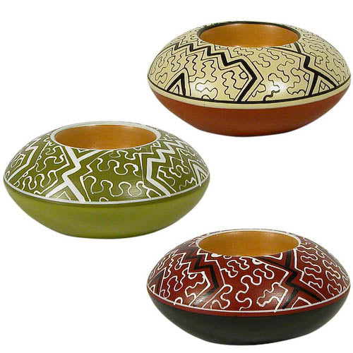 Shipibo Ceramic Tea Light Holder from Peru-3