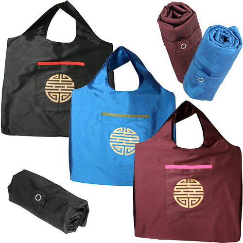 Taffeta Roll Up Bag w/ Longevity Symbol from India-3