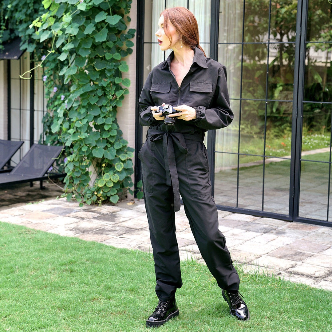 AMELIA Recycled Travel Jumpsuit | Black-by-BrunnaCo-Finally Bliss