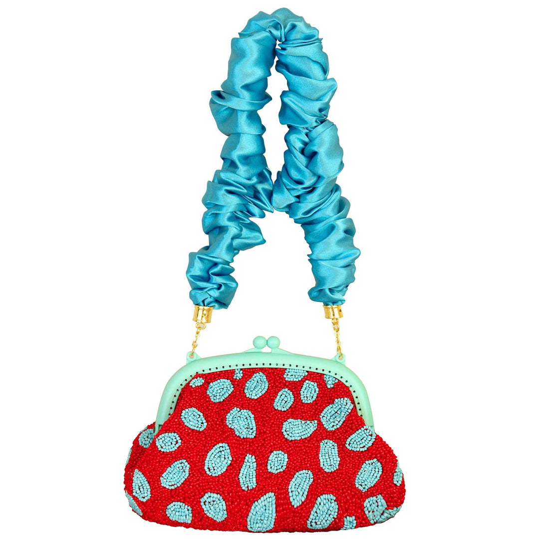 ARNOLDI Ariela Hand-beaded Clutch | Red & Turquoise