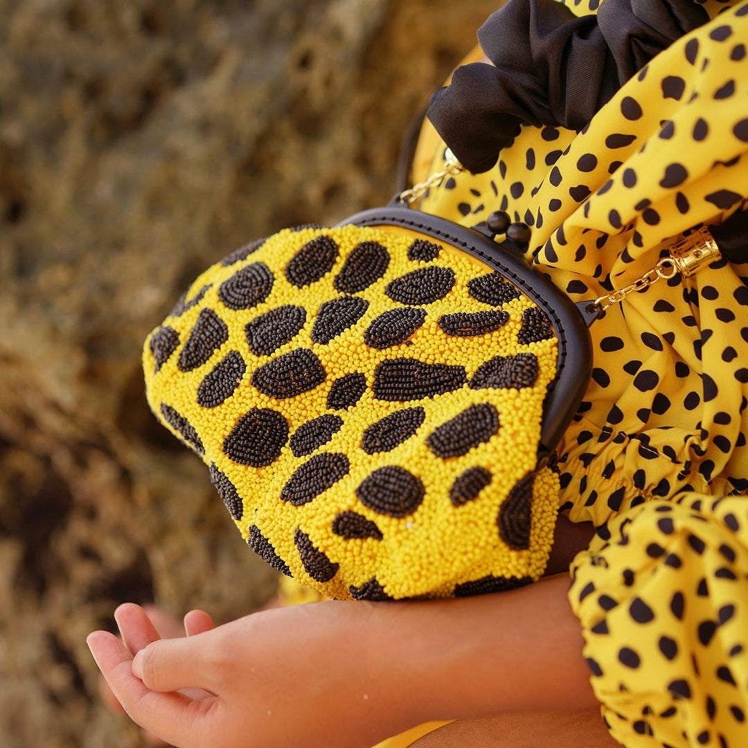 ARNOLDI Venom Hand-beaded Clutch | Black & Yellow