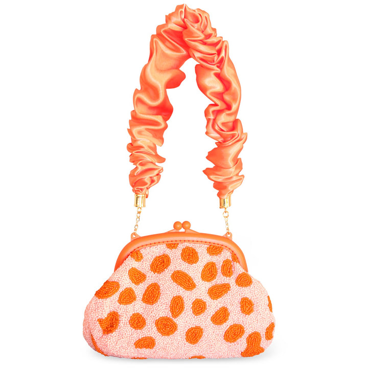 ARNOLDI Peachpuff Hand-beaded Clutch | Orange & Peach