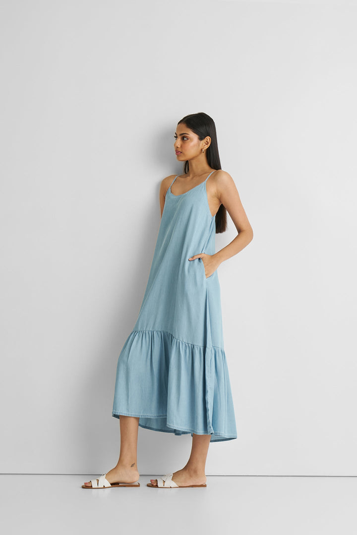 FLOWY Maxi Dress | Ocean Blue Denim