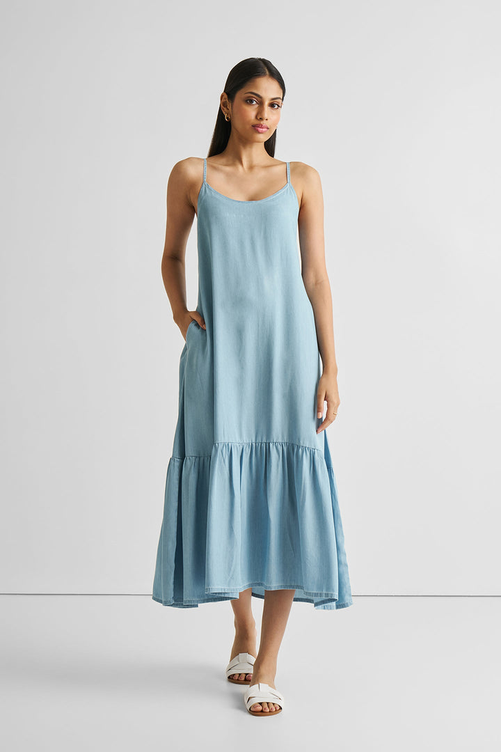 FLOWY Maxi Dress | Ocean Blue Denim