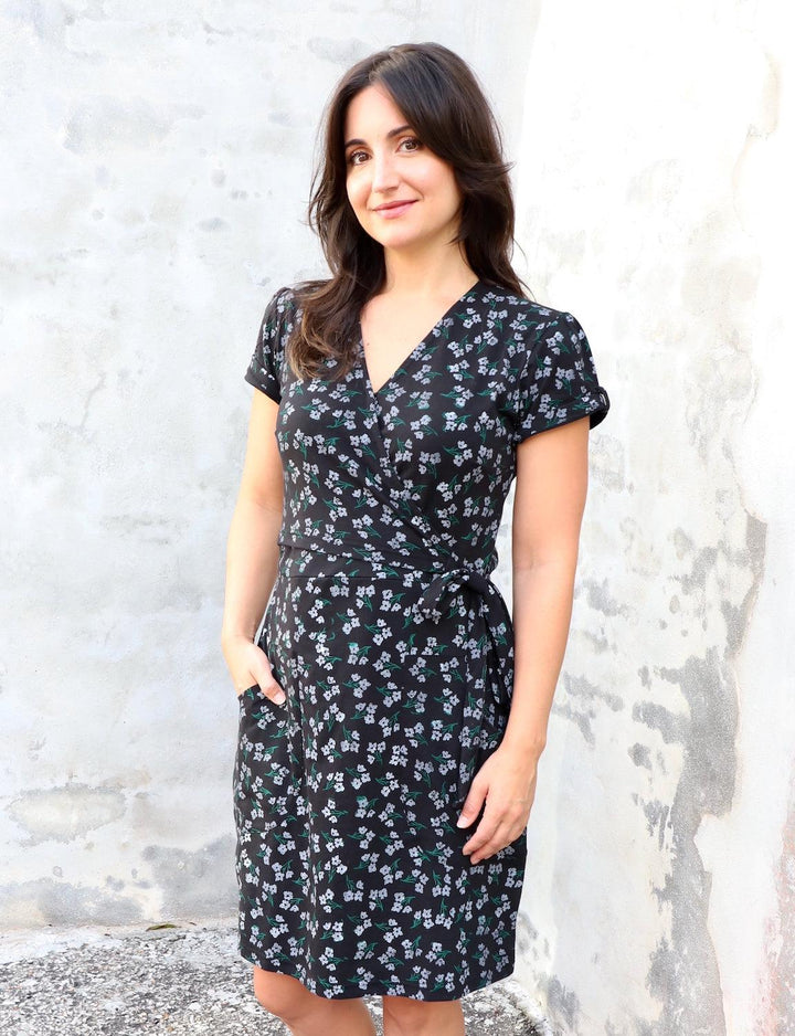 Midnight BLOOMS Organic Wrap Dress