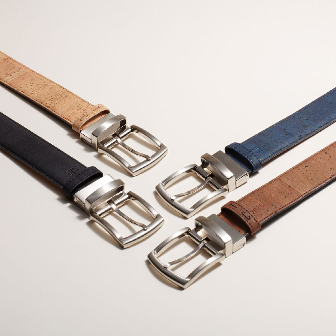 Cork REVERSIBLE Men's Belt | Brown & Navy