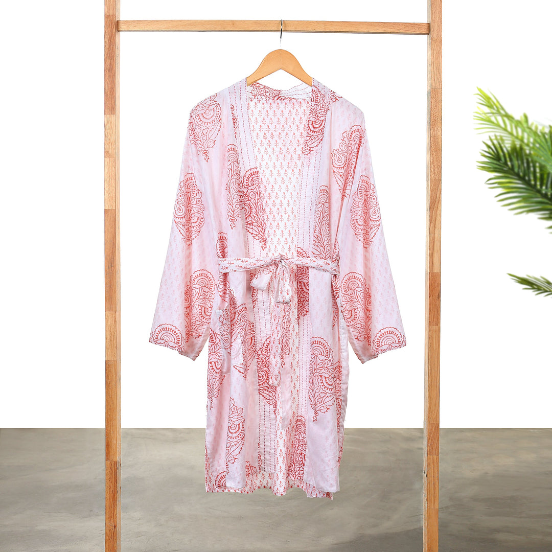 PINK CITY Hand Block Printed Reversible Robe-4