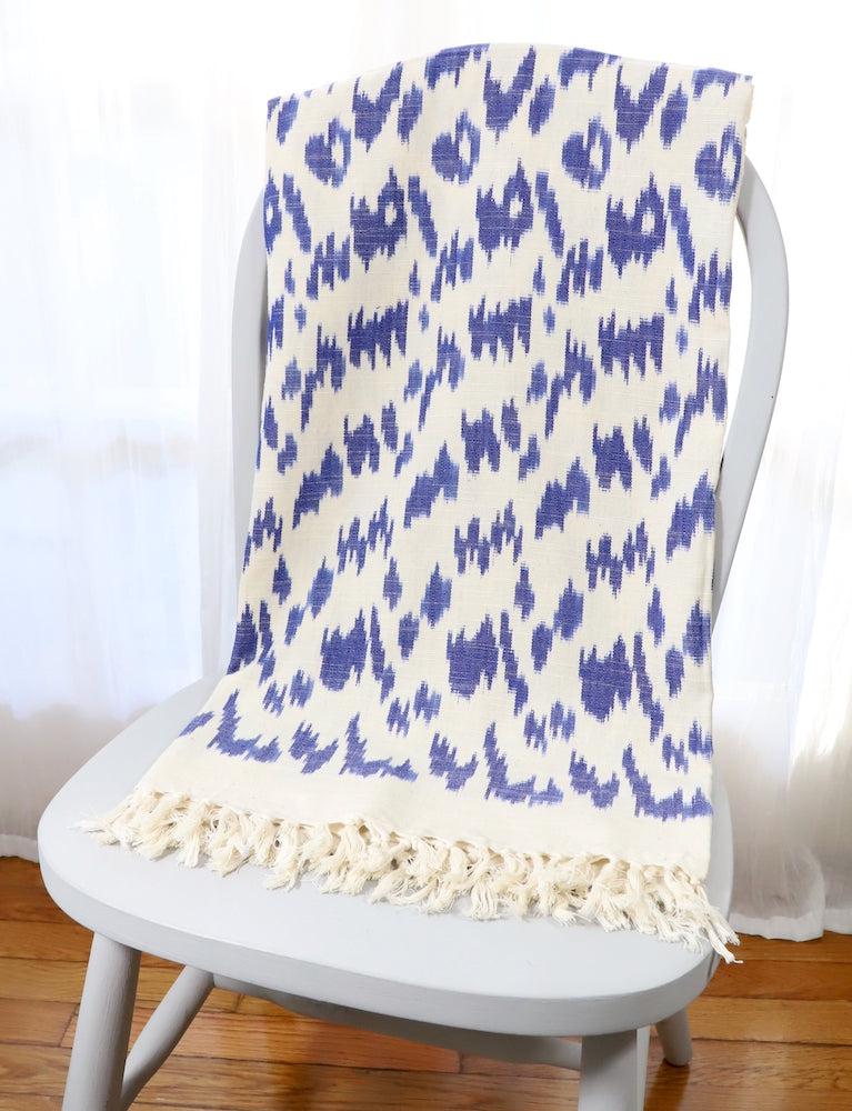 BLUE IKAT Throw Blanket