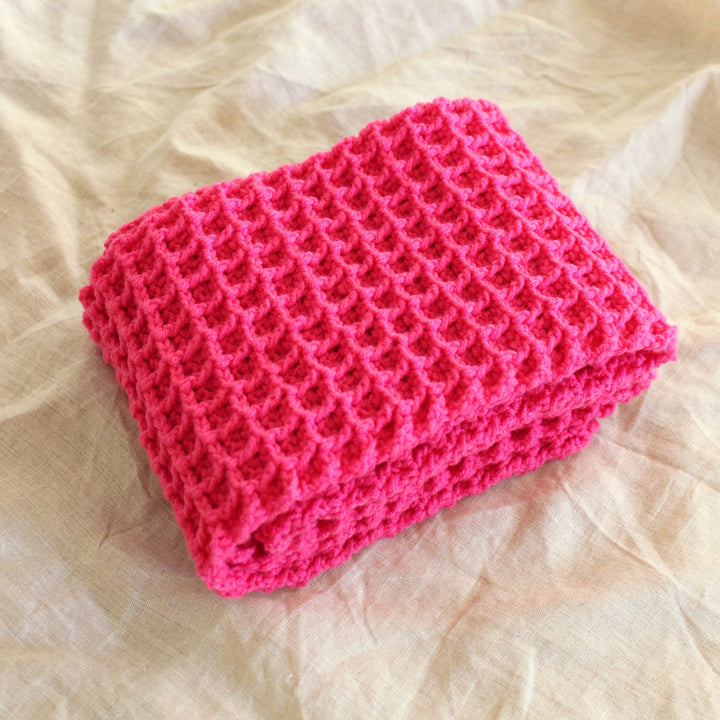 WAFFLE Crochet Scarf | Candy Pink