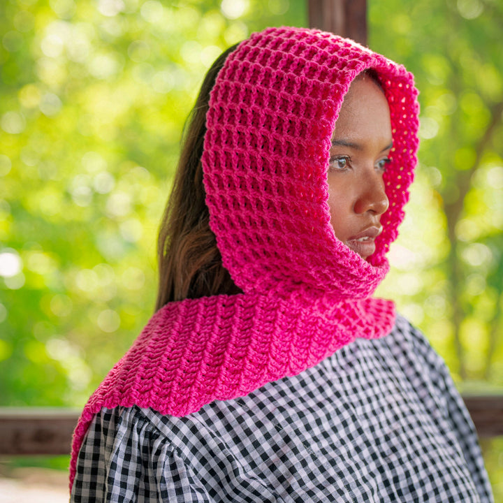 WAFFLE Crochet Scarf | Candy Pink