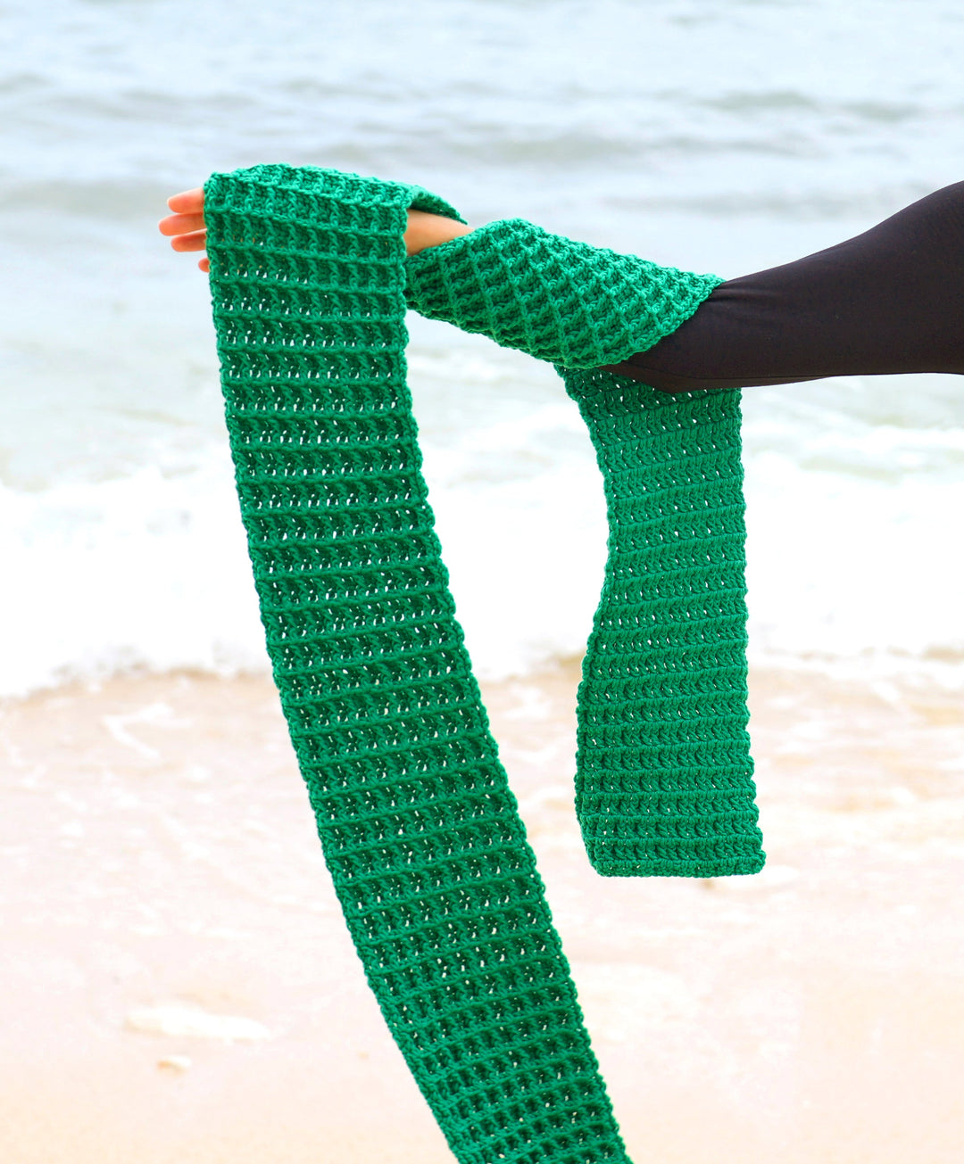 WAFFLE Crochet Scarf | Kelly Green