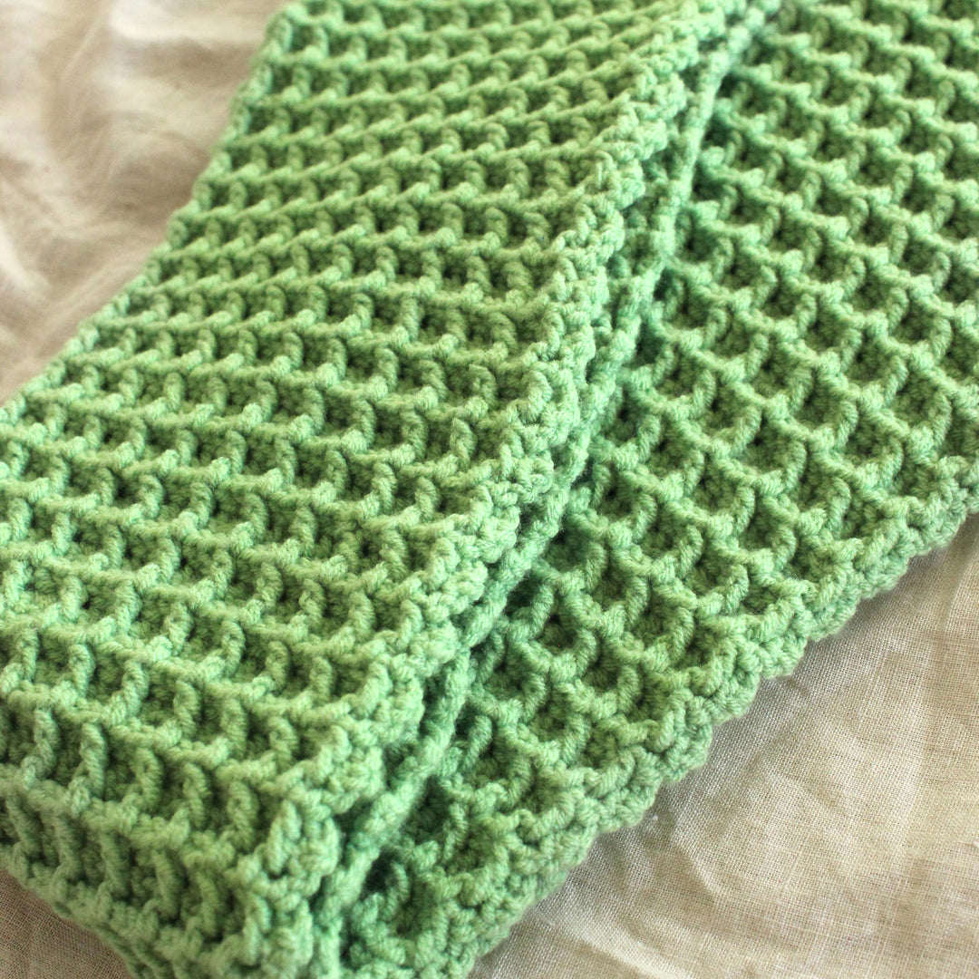 WAFFLE Crochet Scarf | Sage Green