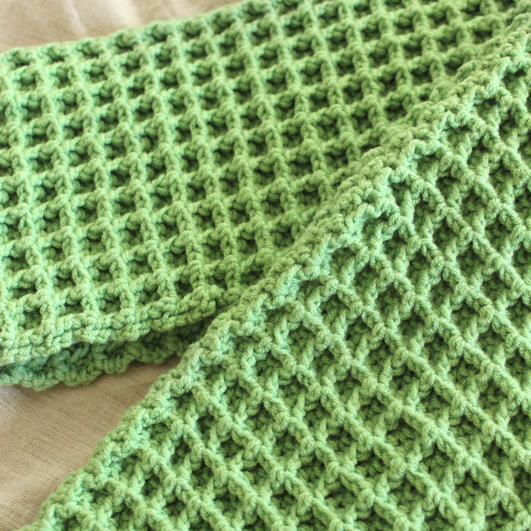 WAFFLE Crochet Scarf | Sage Green