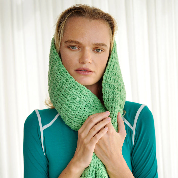 WAFFLE Crochet Scarf | Sage Green