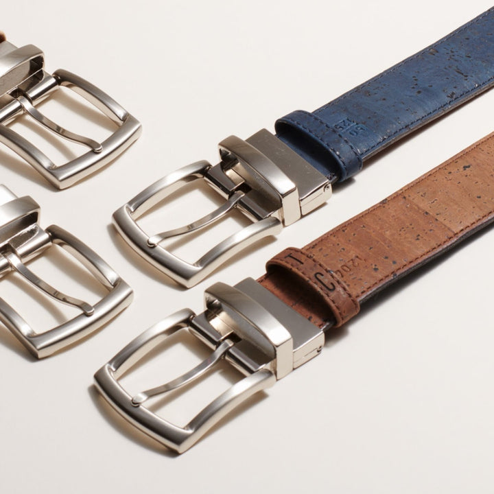 Cork REVERSIBLE Men's Belt | Brown & Navy