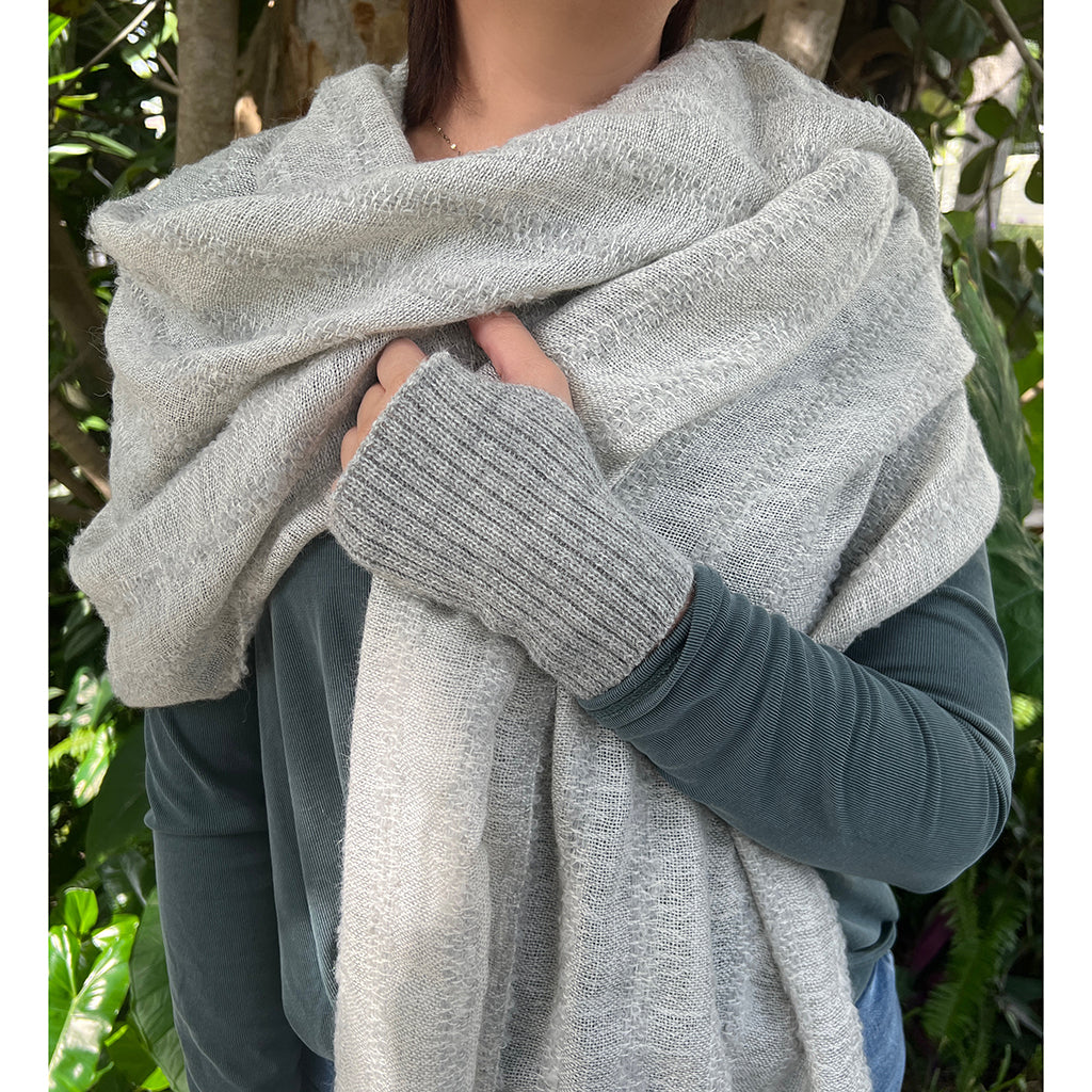 Gray LOOP Knit Alpaca Scarf