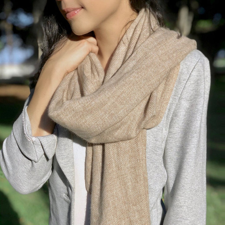 Beige HANDLOOM Cashmere Scarf-3