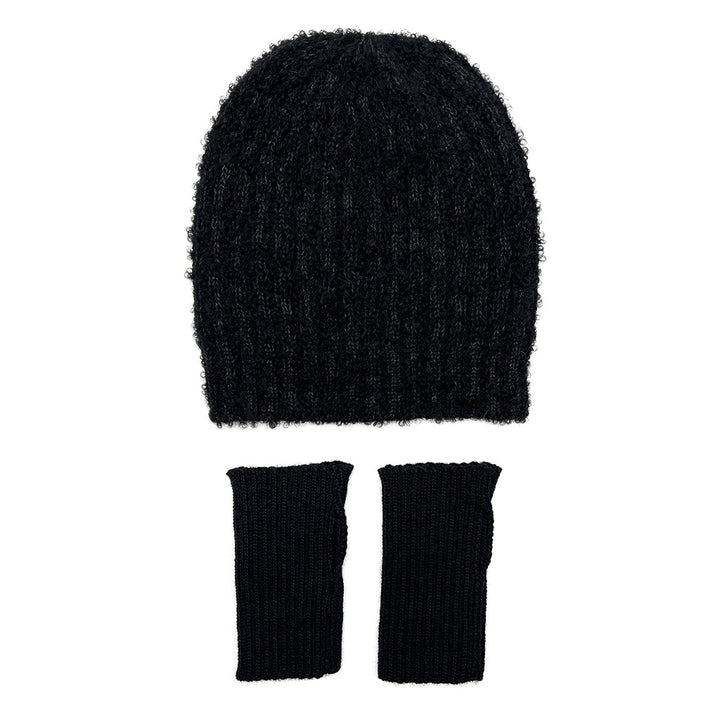 Black LOOP Knit Alpaca Beanie-6