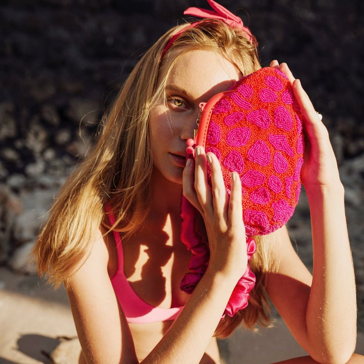 ARNOLDI JEAN Hand-beaded Clutch | Red & Pink-by-BrunnaCo-Finally Bliss