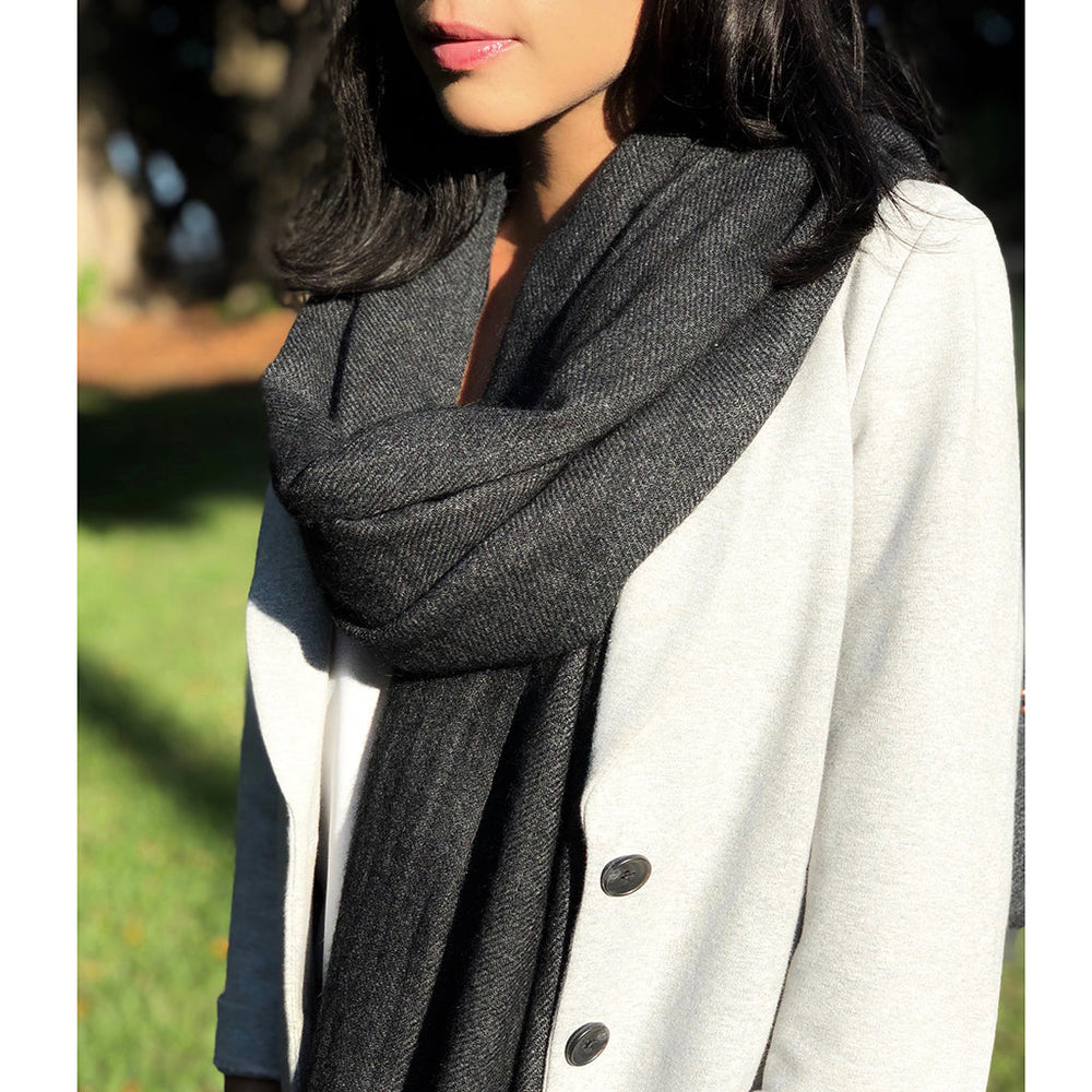 Black HANDLOOM Cashmere Scarf-1