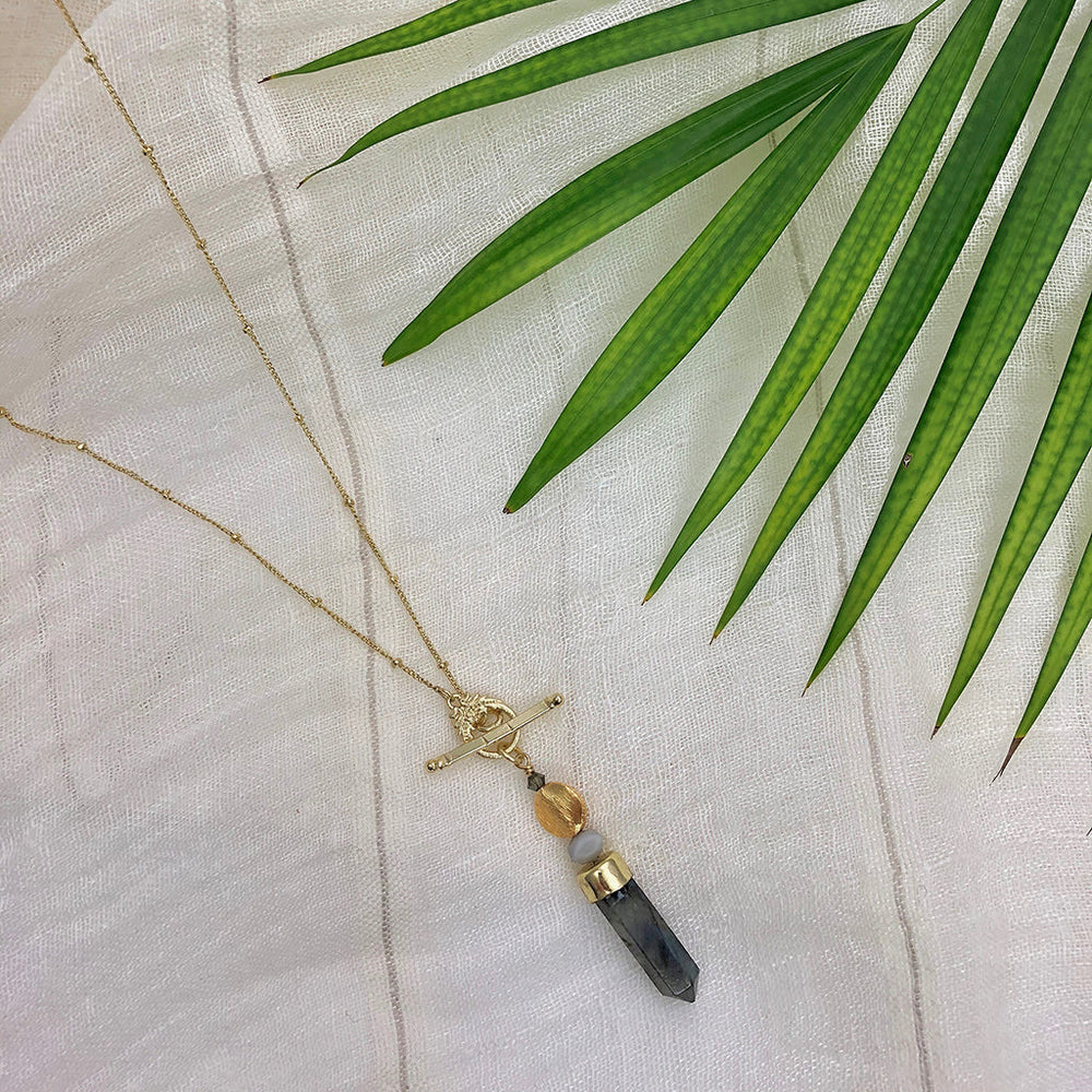 Labradorite Lariat Necklace-by-SLATE + SALT-Finally Bliss