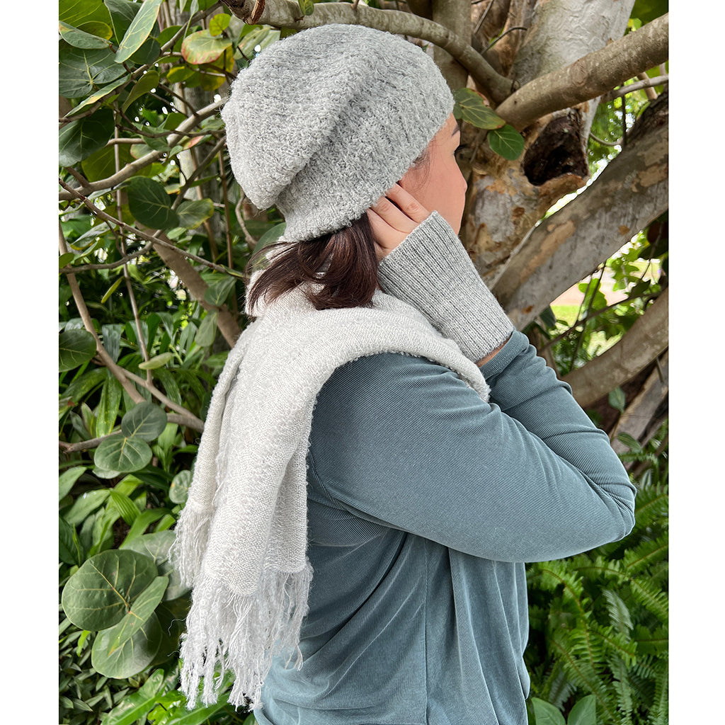 Gray LOOP Knit Alpaca Scarf