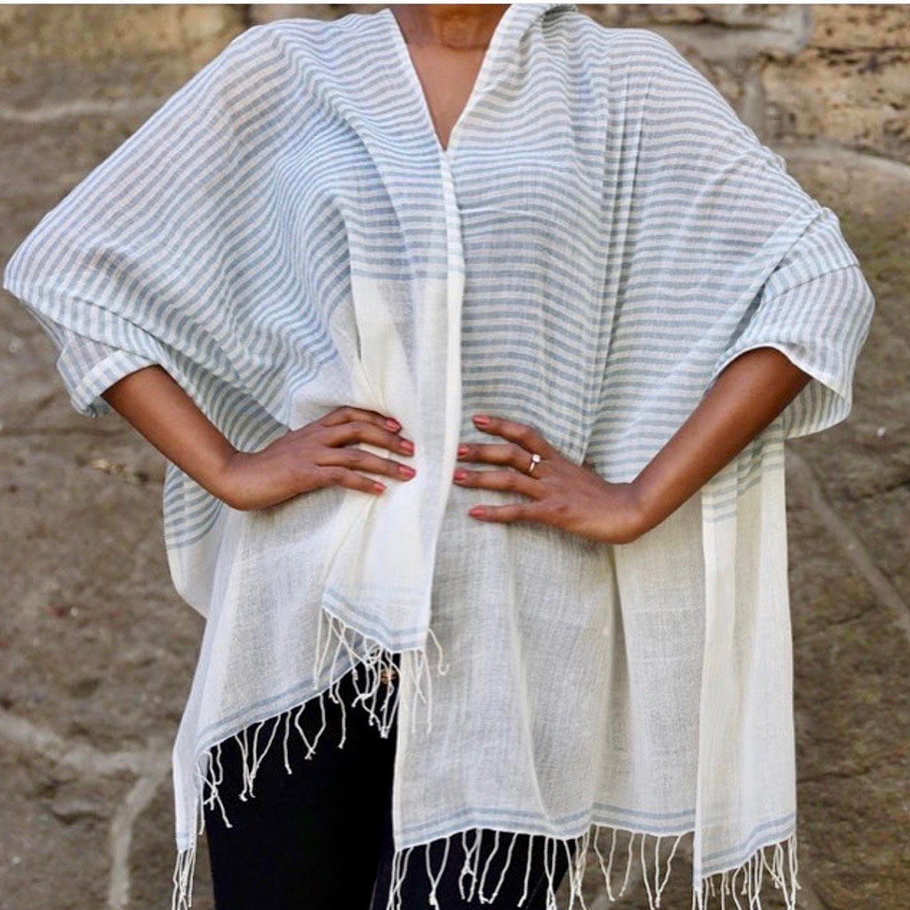 Airy Cotton Stripe Scarf-by-SLATE + SALT-Finally Bliss