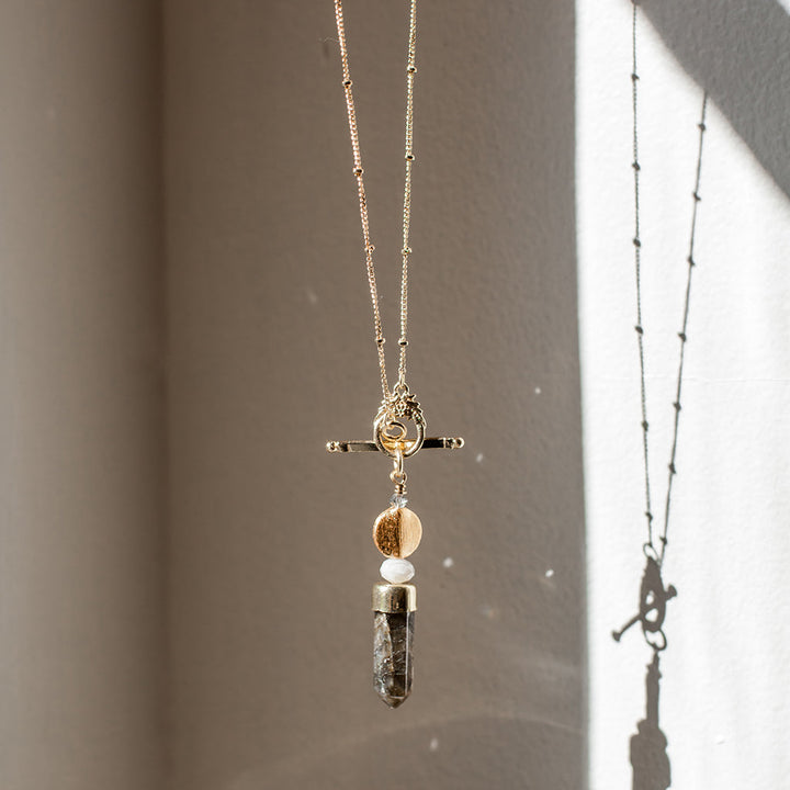 Labradorite Lariat Necklace-by-SLATE + SALT-Finally Bliss