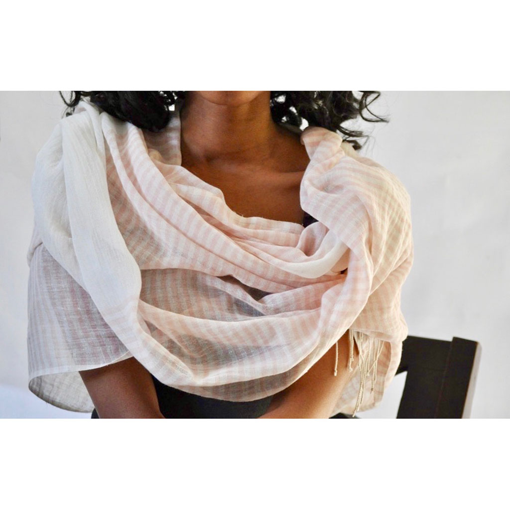 Airy Cotton Stripe Scarf-by-SLATE + SALT-Finally Bliss