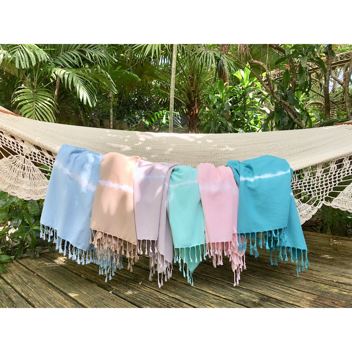 Teal Tie Dye Turkish Beach Towel-2