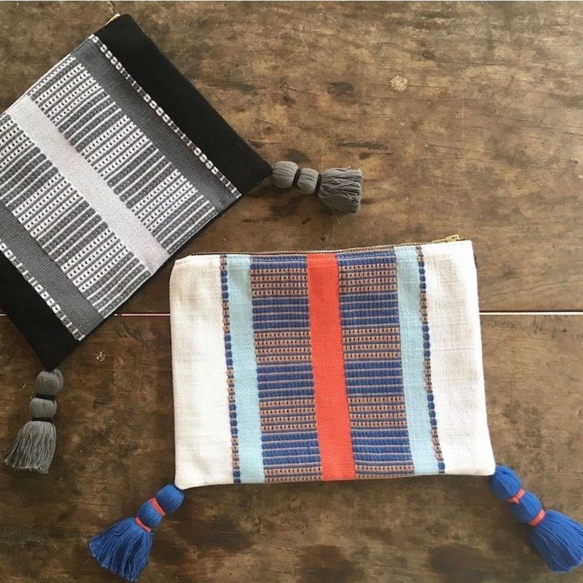 Black Striped Backstrap Clutch-by-SLATE + SALT-Finally Bliss