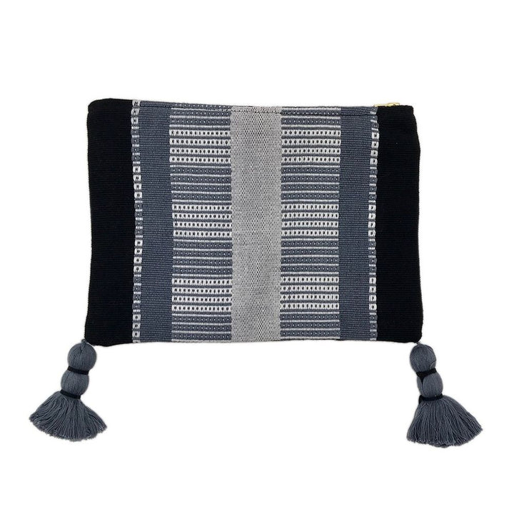 Black Striped Backstrap Clutch-by-SLATE + SALT-Finally Bliss