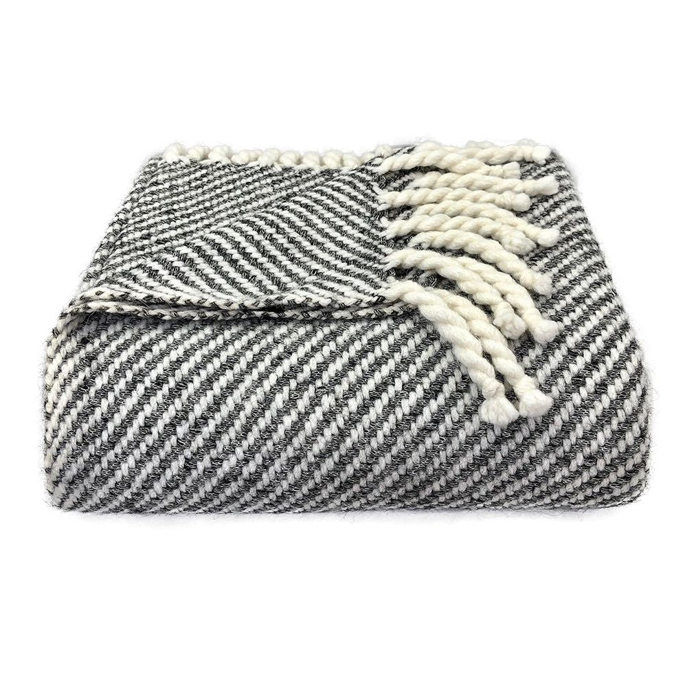 Chunky Black Stripe Alpaca Throw-by-SLATE + SALT-Finally Bliss