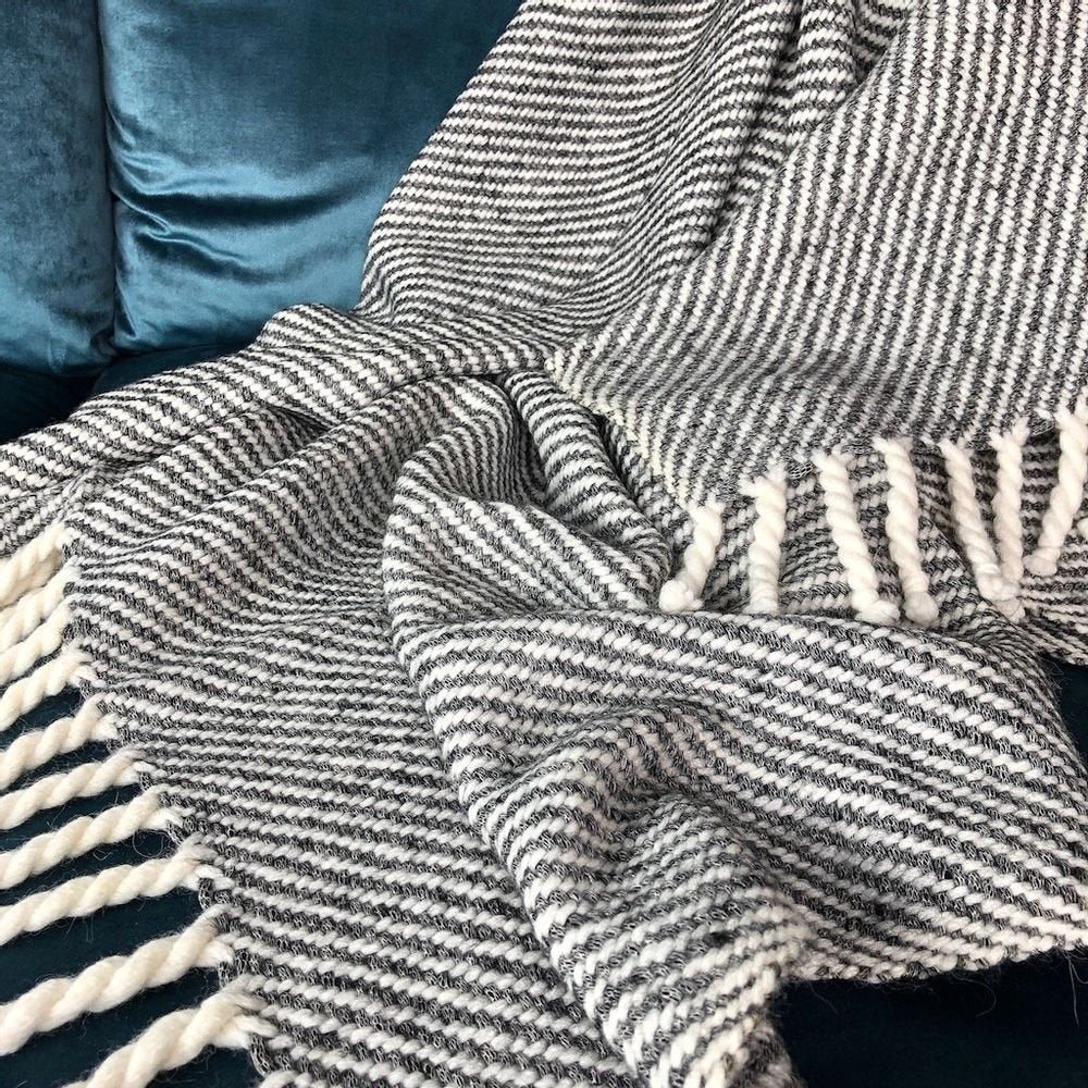 Chunky Black Stripe Alpaca Throw-by-SLATE + SALT-Finally Bliss