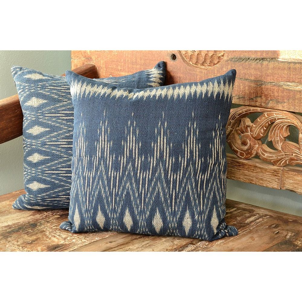 Indigo Ikat Pillow Cover-by-SLATE + SALT-Finally Bliss