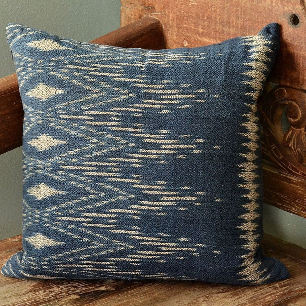 Indigo Ikat Pillow Cover-by-SLATE + SALT-Finally Bliss